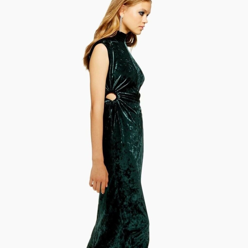 NEW with tags, Size 0 Topshop Green crushed velvet dress